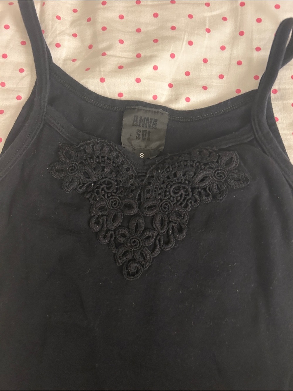 Anna Sui Black Lace-Appliqué Camisole